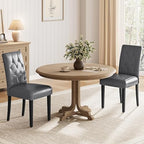 Dining Chairs Set of 2 Button Tufted Kitchen Chairs Gray