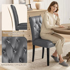 Dining Chairs Set of 2 Button Tufted Kitchen Chairs Gray, alternate view 4