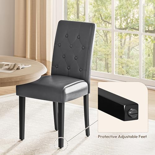 Dining Chairs Set of 2 Button Tufted Kitchen Chairs Gray, alternate view 5