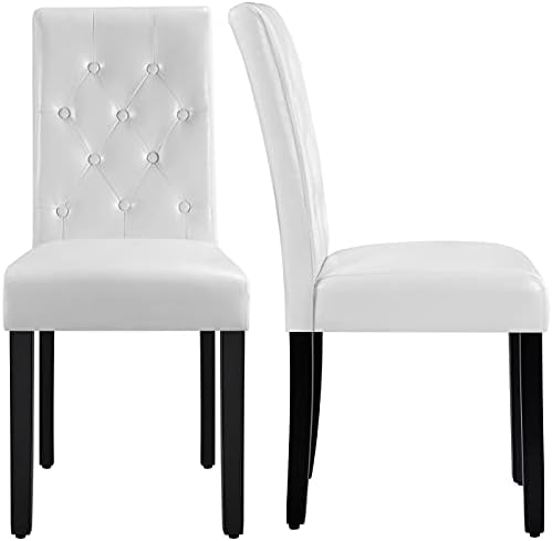 Dining Chairs Set of 2 Button Tufted Kitchen Chairs White