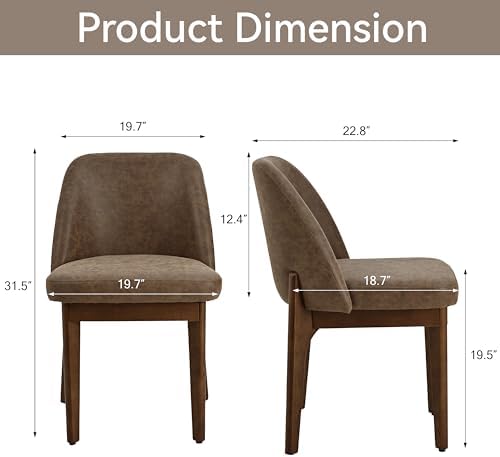 Dining Chairs Set of 2, Faux Leather Wood Kitchen Chairs, Dark Brown in Dark Brown, alternate view 2
