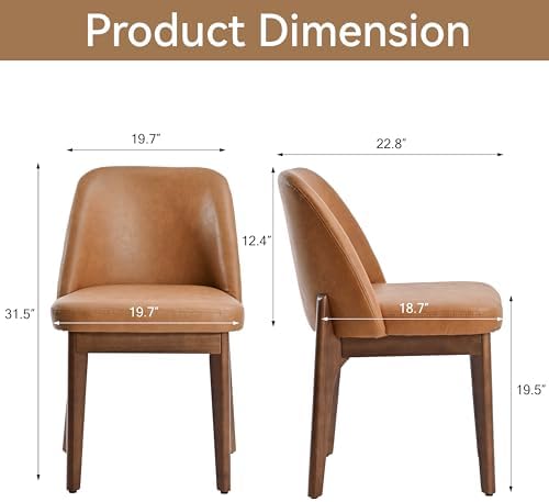 Dining Chairs Set of 2, Faux Leather Wooden Kitchen Chairs, Brown in Brown, alternate view 2