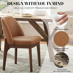 Dining Chairs Set of 2, Faux Leather Wooden Kitchen Chairs, Brown in Brown, alternate view 4