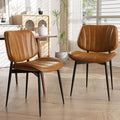 Dining Chairs Set of 2, Mid Century Modern Dining Room Chair, Upholstered Faux Leather Kitchen Chairs with