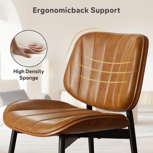 Dining Chairs Set of 2, Mid Century Modern Dining Room Chair, Upholstered Faux Leather Kitchen Chairs with, alternate view 4