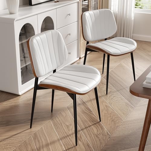 Dining Chairs Set of 2, Mid Century Modern Dining Room Chair, Upholstered Faux Leather Kitchen Chairs with, alternate view 3