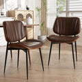 Dining Chairs Set of 2, Mid Century Modern Dining Room Chairs, Upholstered Faux Leather Kitchen Chairs with