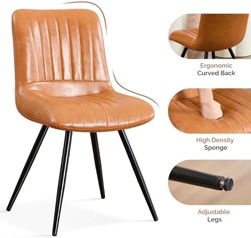 Dining Chairs Set of 2, Modern Dining Chairs with Thick Cushions, PU Leather Upholstered Kitchen Dining Room, alternate view