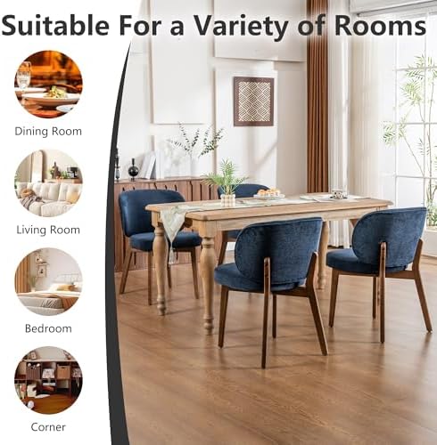Dining Chairs Set of 2 Modern Kitchen Dining Room Chairs Navy Blue, alternate view 6