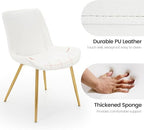 Dining Chairs Set of 2 PU Leather Armless Pearl White, Gold Legs in Pearl White With Gold Legs, alternate view 4