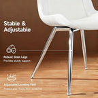 Dining Chairs Set of 2, PU Leather Armless White with Silver Legs in Seat: 20.4" W X 16.5" D in White With, alternate view 5