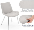 Dining Chairs Set of 2, PU Leather Armless with Metal Legs Light Gray in 20.47 inches x 24.21 inches x 30.71, alternate view