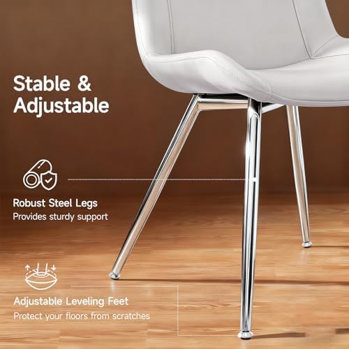 Dining Chairs Set of 2, PU Leather Armless with Metal Legs Light Gray in 20.47 inches x 24.21 inches x 30.71, alternate view