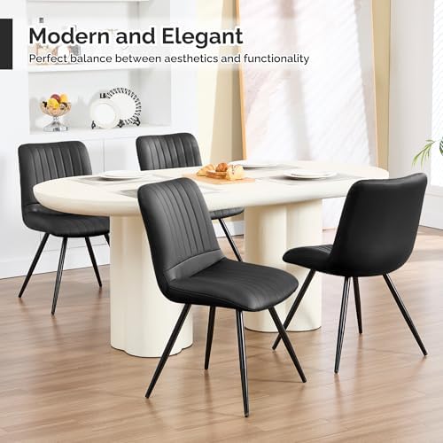Dining Chairs Set of 3, Modern Dining Chairs with Thick Cushions, PU Leather Upholstered Kitchen Dining Room, alternate view