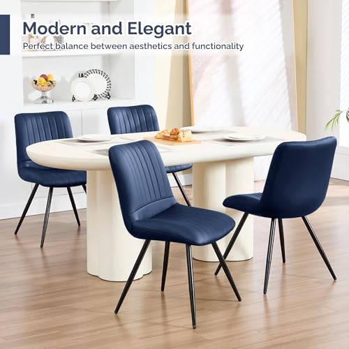 Dining Chairs Set of 3, Modern Dining Chairs with Thick Cushions, PU Leather Upholstered Kitchen Dining Room, alternate view