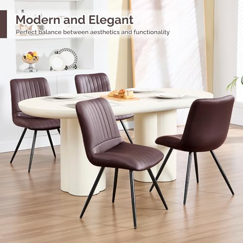 Dining Chairs Set of 3, Modern Dining Chairs with Thick Cushions, PU Leather Upholstered Kitchen Dining Room, alternate view