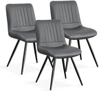 Dining Chairs Set of 3, Modern Dining Chairs with Thick Cushions, PU Leather Upholstered Kitchen Dining Room