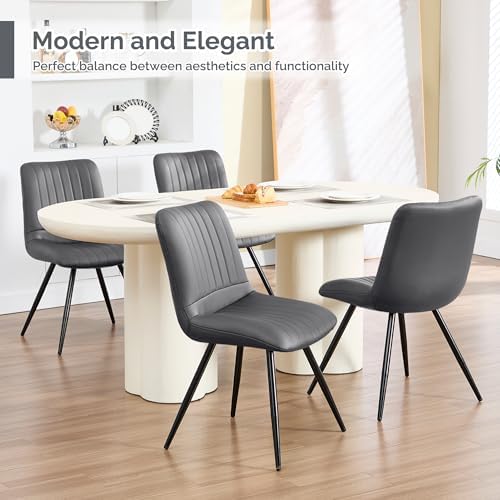 Dining Chairs Set of 3, Modern Dining Chairs with Thick Cushions, PU Leather Upholstered Kitchen Dining Room, alternate view