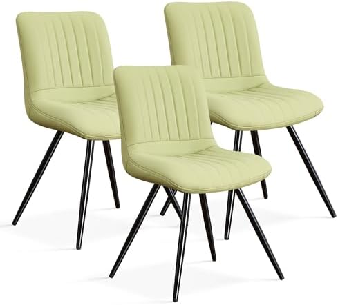 Dining Chairs Set of 3, Modern Dining Chairs with Thick Cushions, PU Leather Upholstered Kitchen Dining Room
