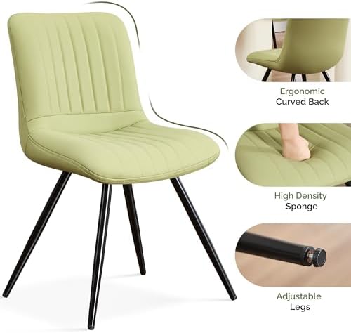 Dining Chairs Set of 3, Modern Dining Chairs with Thick Cushions, PU Leather Upholstered Kitchen Dining Room, alternate view