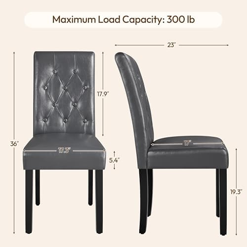 Dining Chairs Set of 4 Button Tufted Kitchen Chairs Gray, alternate view 2