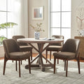 Dining Chairs Set of 4, Faux Leather Wood Kitchen Chairs, Dark Brown in Dark Brown