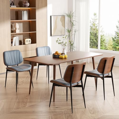 Dining Chairs Set of 4, Mid Century Modern Dining Room Chair, Upholstered Faux Leather Kitchen Chairs with, alternate view 3