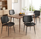 Dining Chairs Set of 4, Mid Century Modern Dining Room Chair, Upholstered Faux Leather Kitchen Chair with Walnut