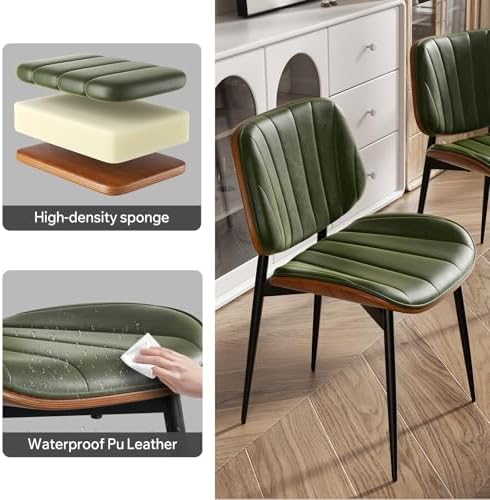 Dining Chairs Set of 4, Mid Century Modern Dining Room Chairs, Upholstered Faux Leather Kitchen Chairs with, alternate view 5