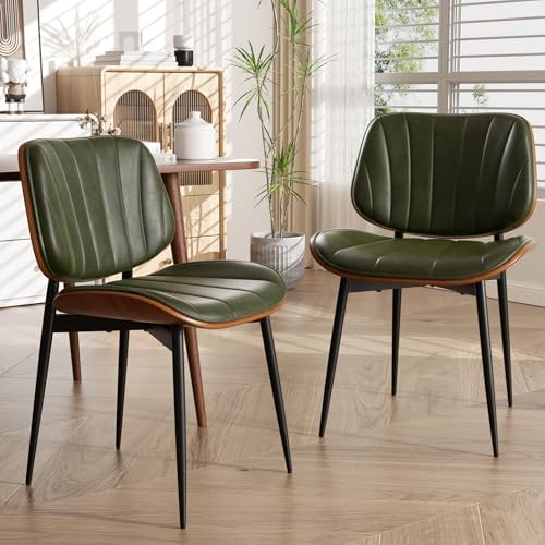 Dining Chairs Set of 4, Mid Century Modern Dining Room Chairs, Upholstered Faux Leather Kitchen Chairs with, alternate view 6