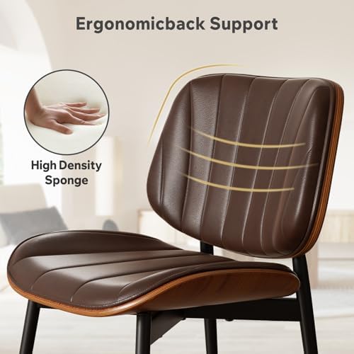 Dining Chairs Set of 4, Mid Century Modern Dining Room Chairs, Upholstered Faux Leather Kitchen Chairs with, alternate view 5