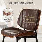 Dining Chairs Set of 4, Mid Century Modern Dining Room Chairs, Upholstered Faux Leather Kitchen Chairs with, alternate view 5