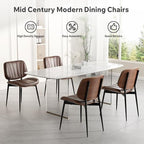 Dining Chairs Set of 4, Mid Century Modern Dining Room Chairs, Upholstered Faux Leather Kitchen Chairs with, alternate view 6