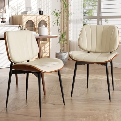Dining Chairs Set of 4, Mid Century Modern Dining Room Chairs, Upholstered Faux Leather Kitchen Chair with, alternate view 4