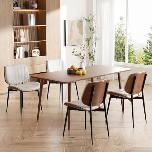 Dining Chairs Set of 4, Mid Century Modern Dining Room Chairs, Upholstered Faux Leather Kitchen Chairs with, alternate view 3