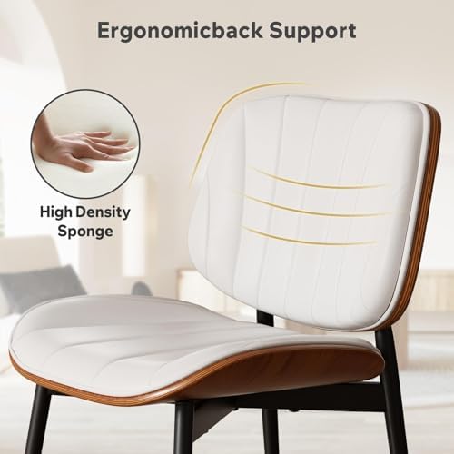 Dining Chairs Set of 4, Mid Century Modern Dining Room Chairs, Upholstered Faux Leather Kitchen Chairs with, alternate view 4