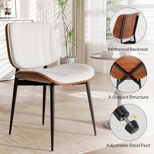 Dining Chairs Set of 4, Mid Century Modern Dining Room Chairs, Upholstered Faux Leather Kitchen Chairs with, alternate view 5