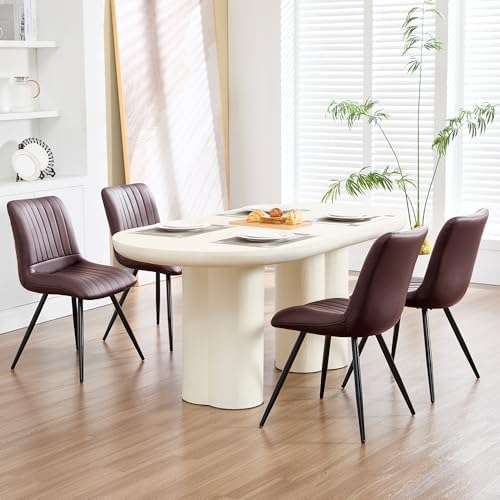 Dining Chairs Set of 4, Modern Dining Chairs with Thick Cushions, PU Leather Upholstered Kitchen Dining Room