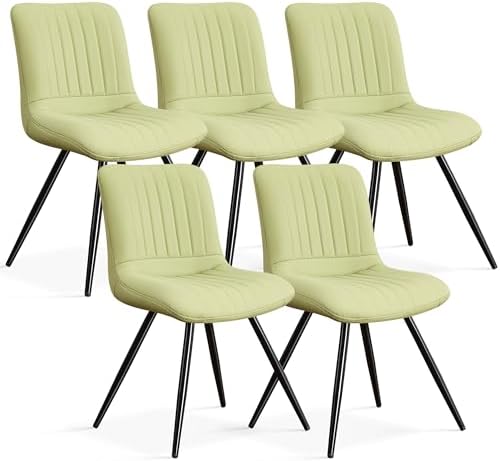 Dining Chairs Set of 5, Modern Dining Chairs with Thick Cushions, PU Leather Upholstered Kitchen Dining Room