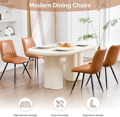 Dining Chairs Set of 5, Modern Dining Chairs with Thick Cushions, PU Leather Upholstered Kitchen Dining Room, alternate view
