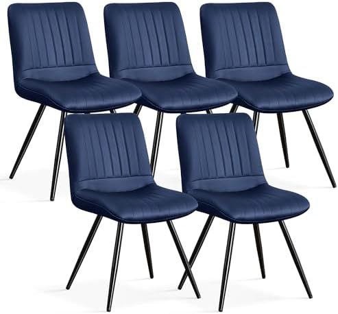 Dining Chairs Set of 5, Modern Dining Chairs with Thick Cushions, PU Leather Upholstered Kitchen Dining Room
