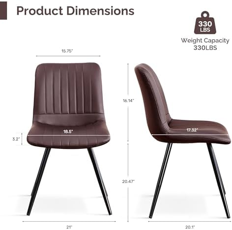 Dining Chairs Set of 5, Modern Dining Chairs with Thick Cushions, PU Leather Upholstered Kitchen Dining Room, alternate view