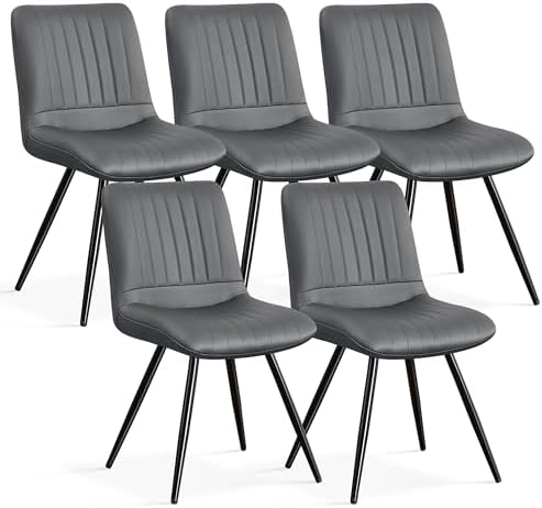 Dining Chairs Set of 5, Modern Dining Chairs with Thick Cushions, PU Leather Upholstered Kitchen Dining Room