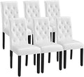 Dining Chairs Set of 6 Button Tufted Kitchen Chairs White