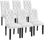 Dining Chairs Set of 6 Button Tufted Kitchen Chairs White