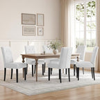 Dining Chairs Set of 6 Button Tufted Kitchen Chairs White, alternate view 2
