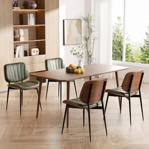 Dining Chairs Set of 6, Mid Century Modern Dining Room Chair, Upholstered Faux Leather Kitchen Chairs with, alternate view 6