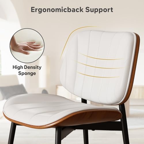 Dining Chairs Set of 6, Mid Century Modern Dining Room Chair, Upholstered Faux Leather Kitchen Chairs with, alternate view 5