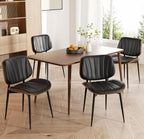 Dining Chairs Set of 6, Mid Century Modern Dining Room Chair, Upholstered Faux Leather Kitchen Chair with Walnut, alternate