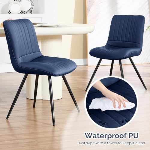 Dining Chairs Set of 6, Modern Dining Chairs with Thick Cushions, Faux Leather Upholstered Kitchen Dining Room, alternate